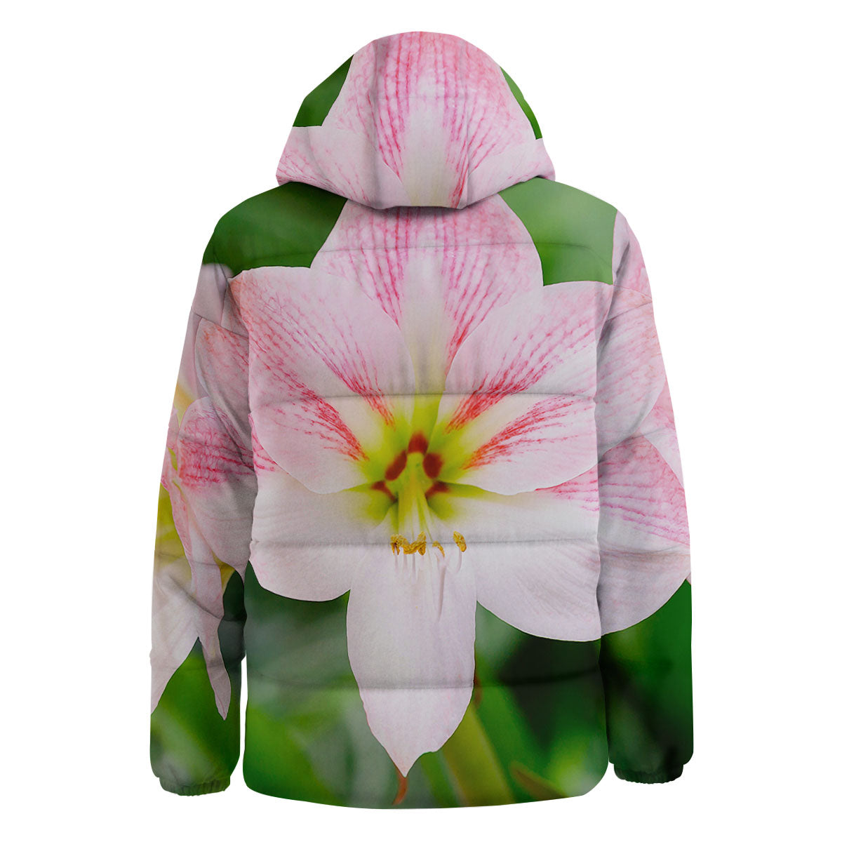 Amaryllis Pink And White Print Down Jacket-grizzshop