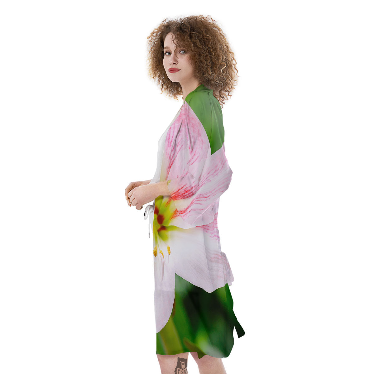 Amaryllis Pink And White Print Kimono-grizzshop