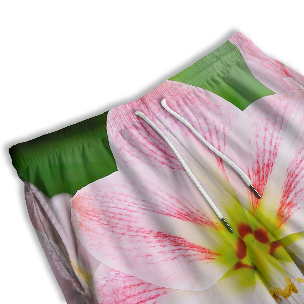 Amaryllis Pink And White Print Men's Athletic Shorts