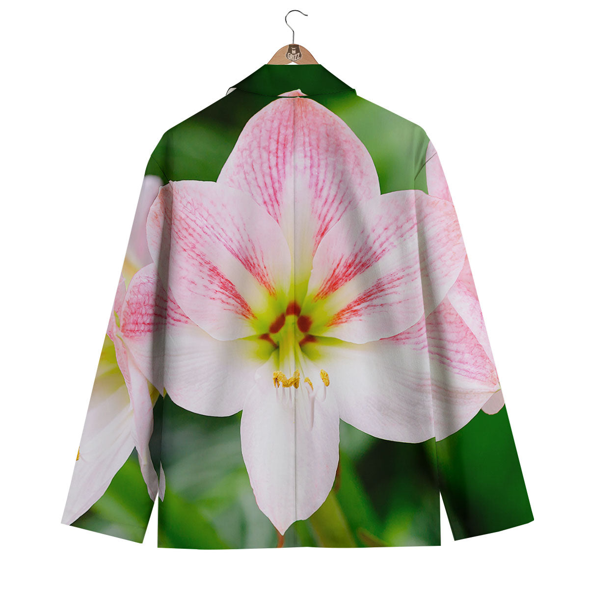 Amaryllis Pink And White Print Men's Blazer-grizzshop