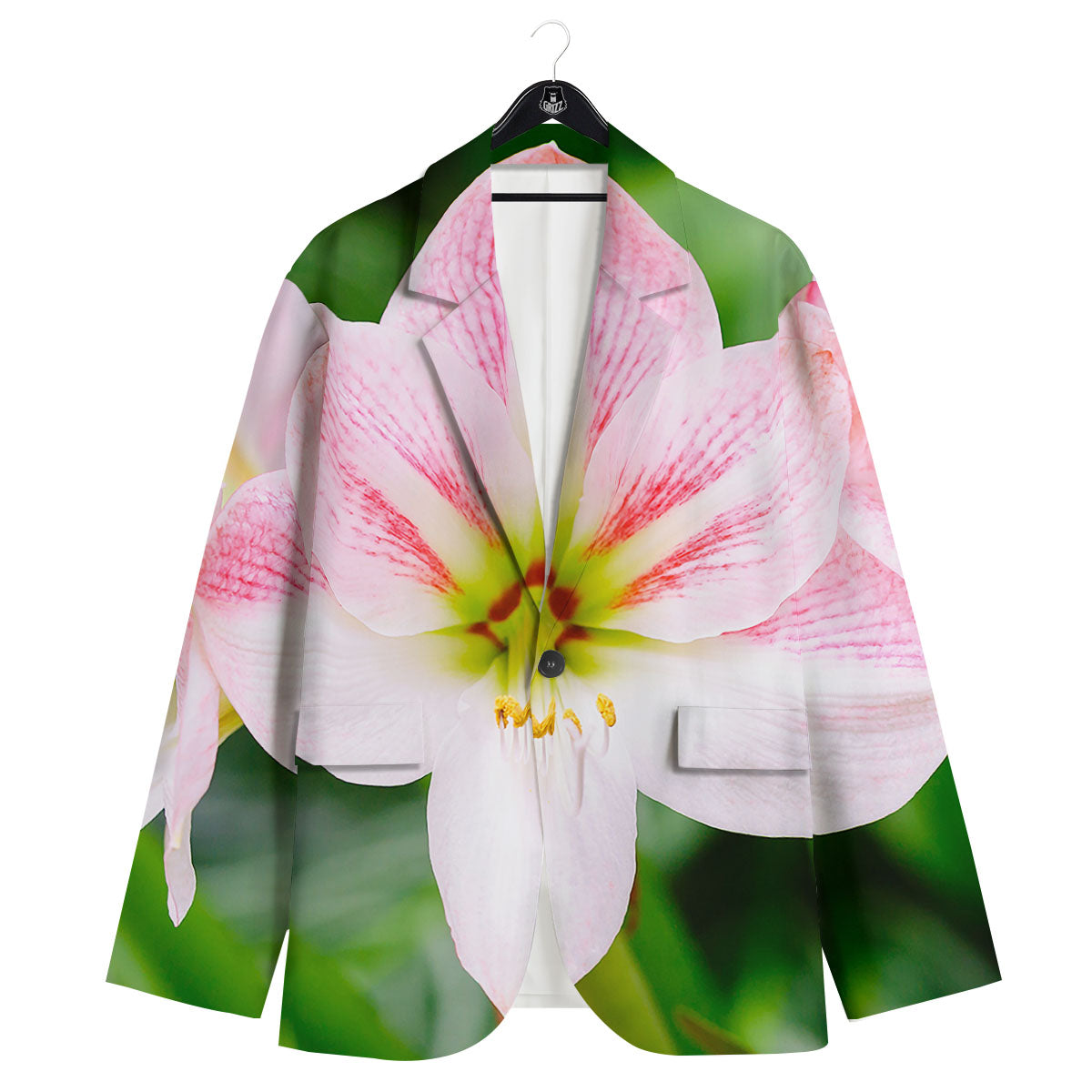 Amaryllis Pink And White Print Men's Sport Coat-grizzshop