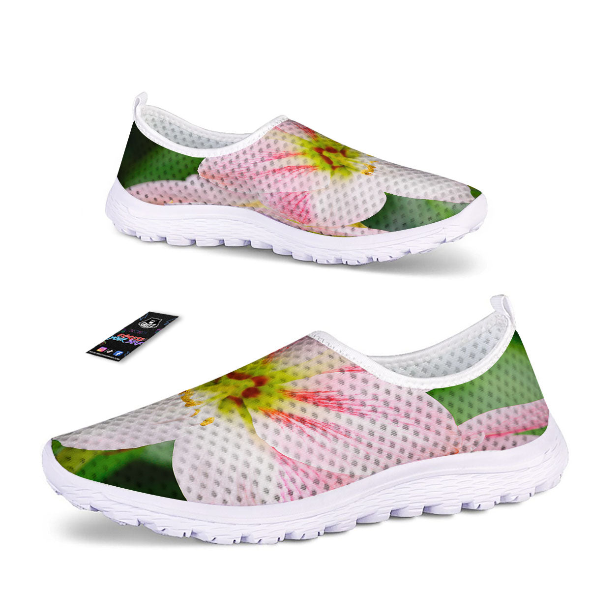 Amaryllis Pink And White Print Nurse Shoes-grizzshop