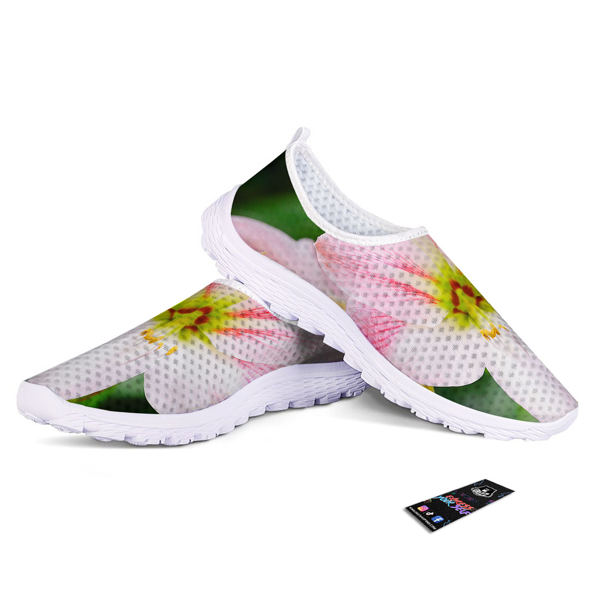 Amaryllis Pink And White Print Nurse Shoes-grizzshop