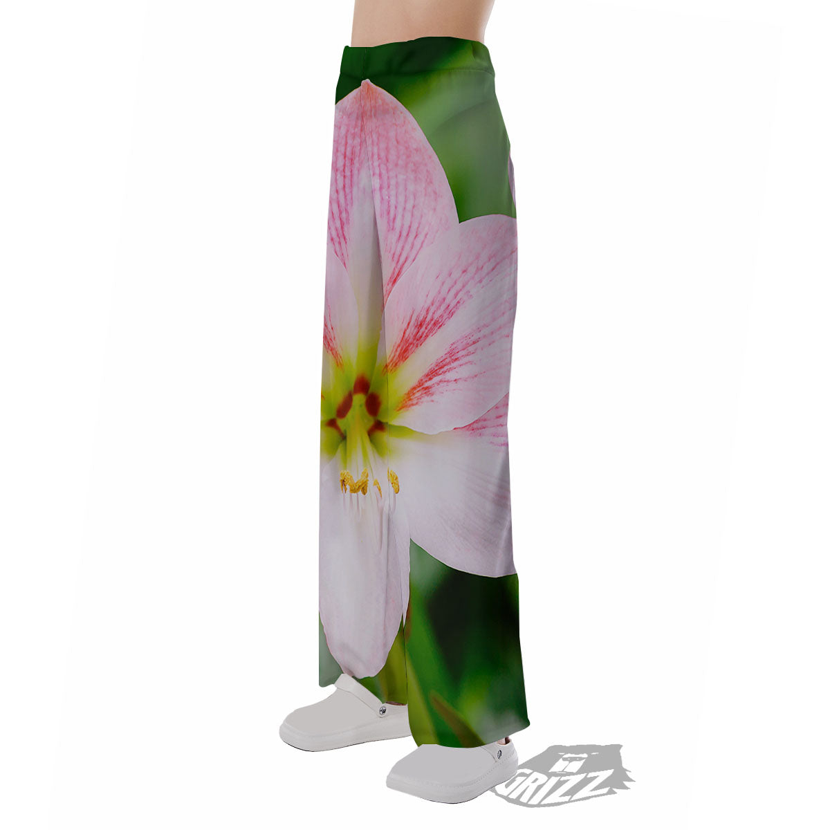 Amaryllis Pink And White Print Pajama Pants-grizzshop