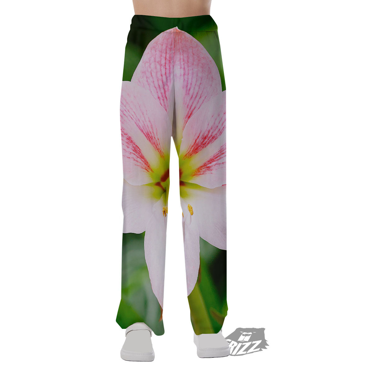 Amaryllis Pink And White Print Pajama Pants-grizzshop