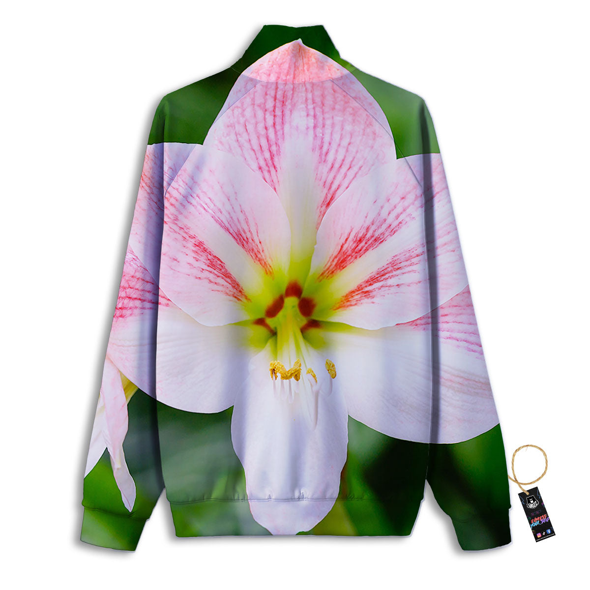 Amaryllis Pink And White Print Track Jacket-grizzshop