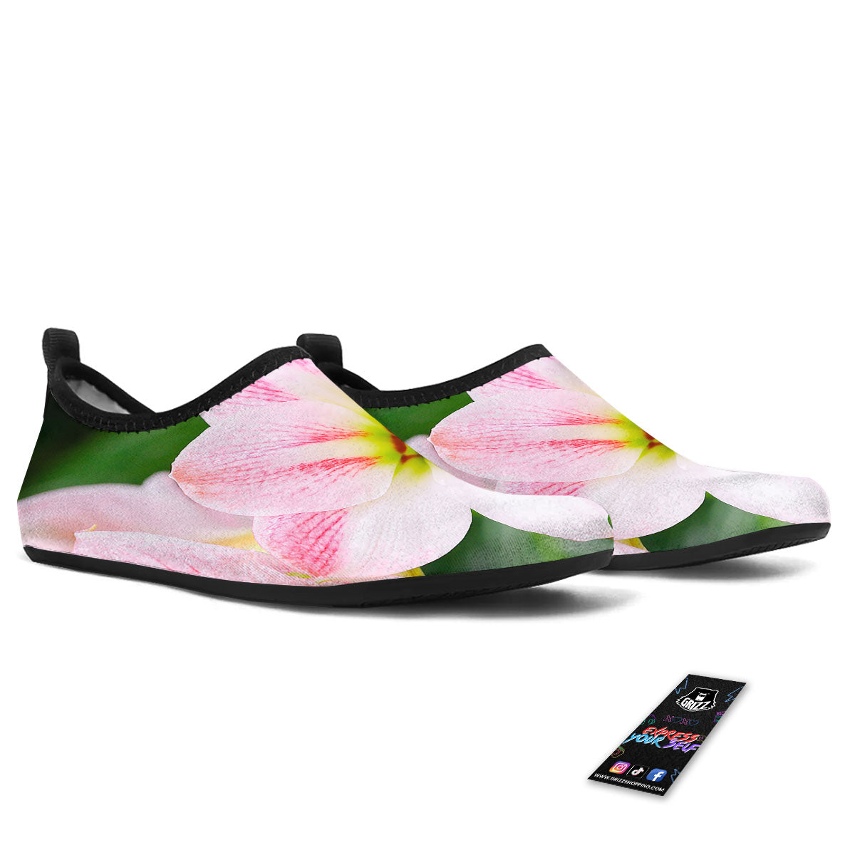 Amaryllis Pink And White Print Water Shoes-grizzshop