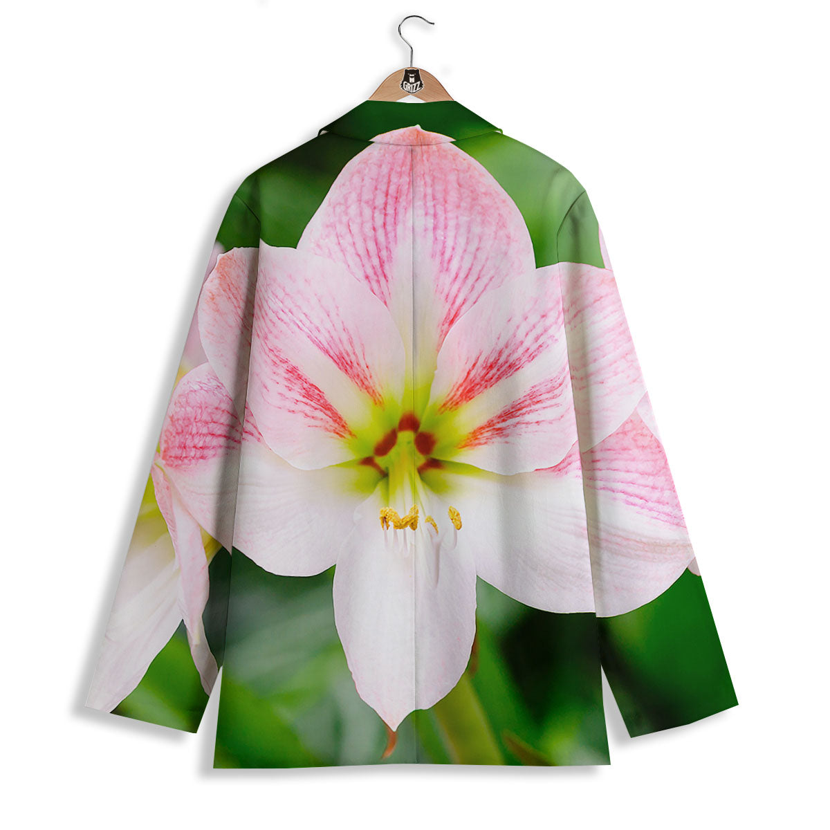 Amaryllis Pink And White Print Women's Blazer-grizzshop