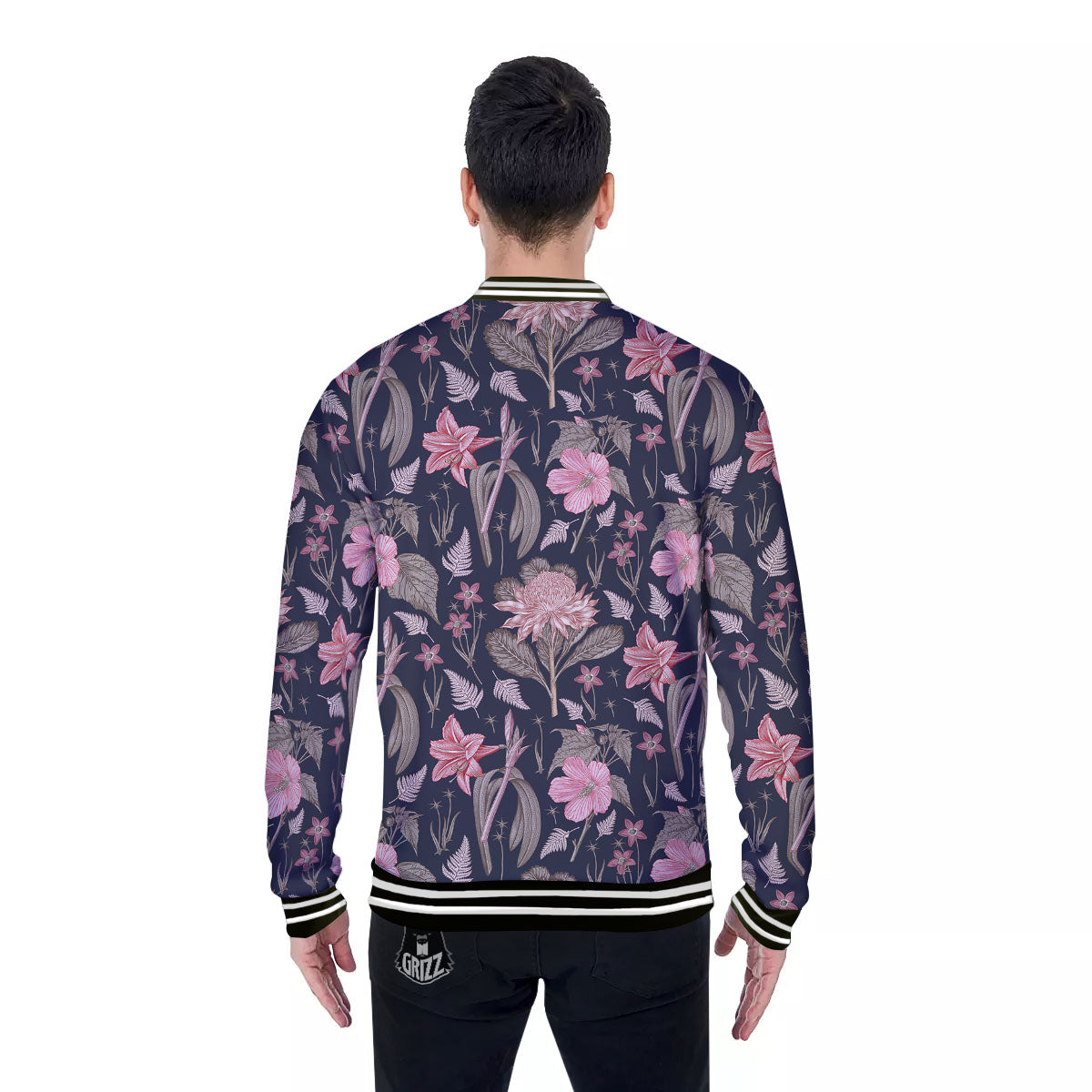 Amaryllis Pink Print Pattern Baseball Jacket-grizzshop