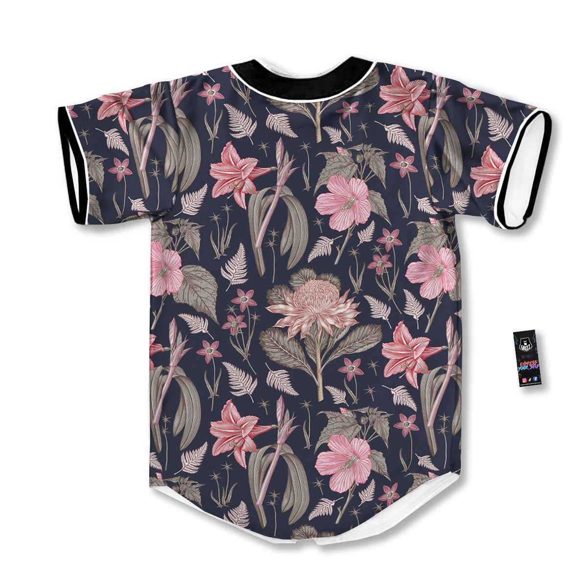 Amaryllis Pink Print Pattern Baseball Jersey-grizzshop
