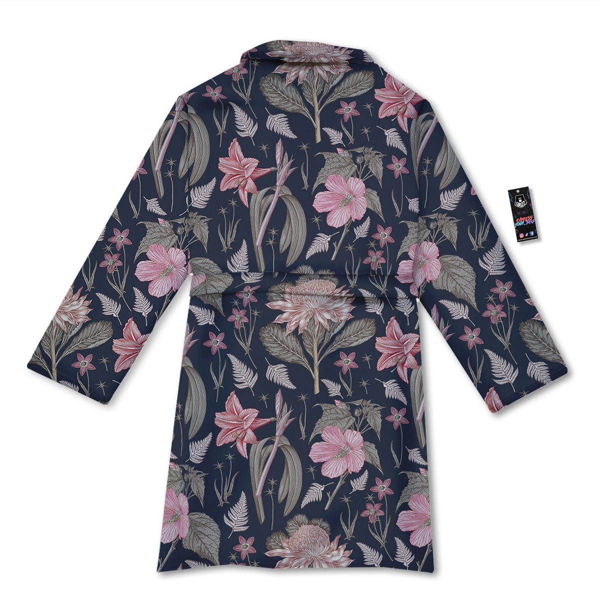 Amaryllis Pink Print Pattern Bathrobe-grizzshop