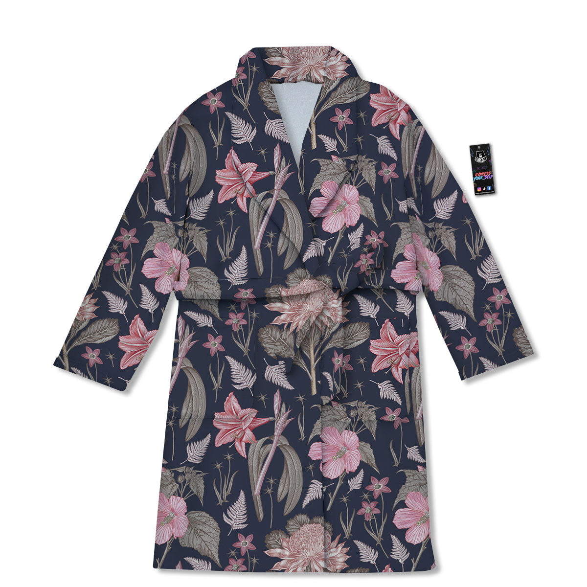 Amaryllis Pink Print Pattern Bathrobe-grizzshop