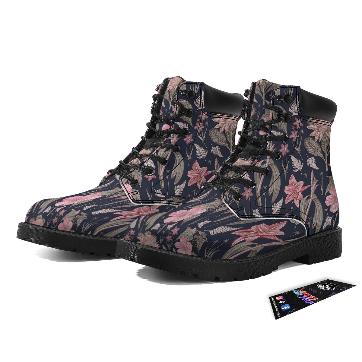 Amaryllis Pink Print Pattern Boots-grizzshop