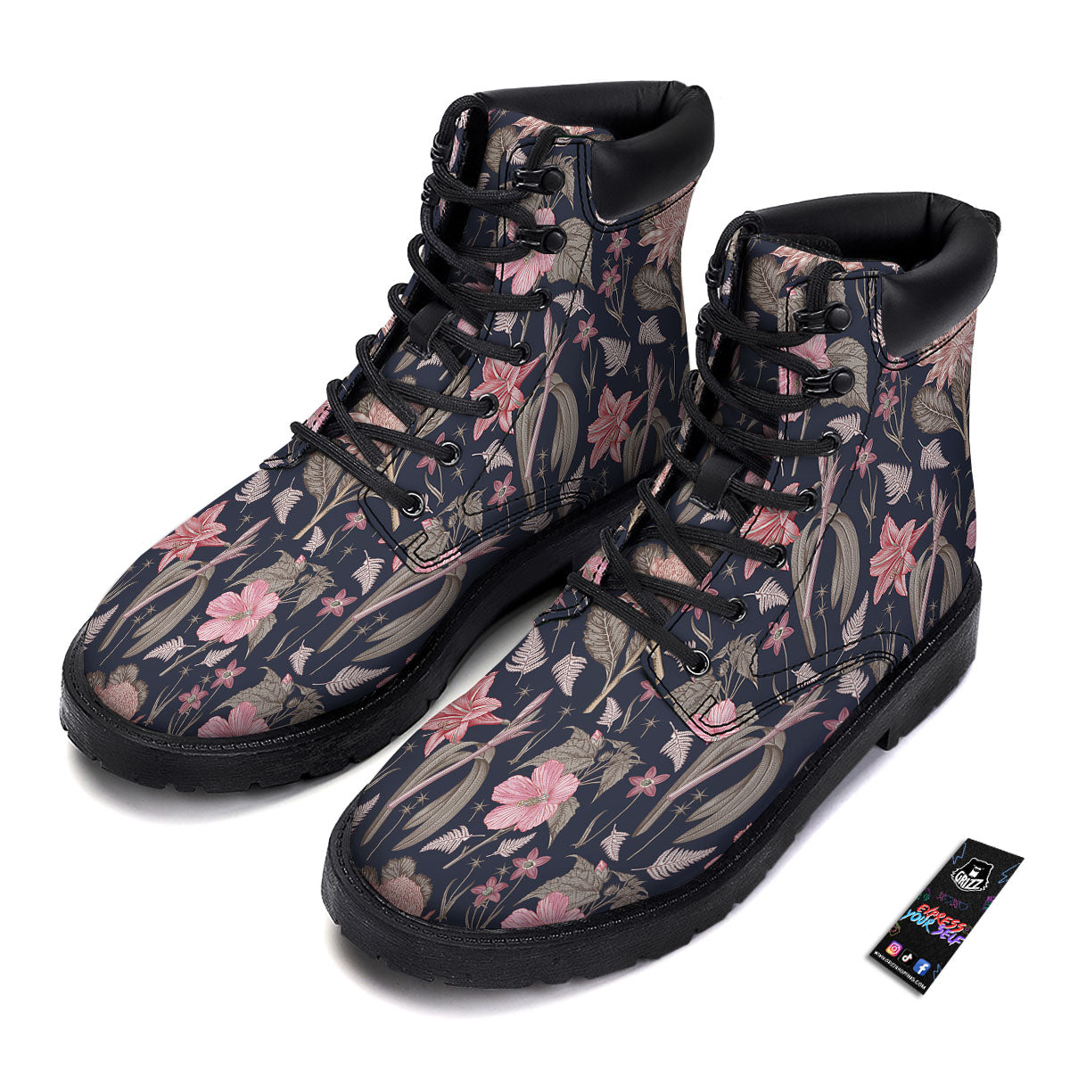 Amaryllis Pink Print Pattern Boots-grizzshop