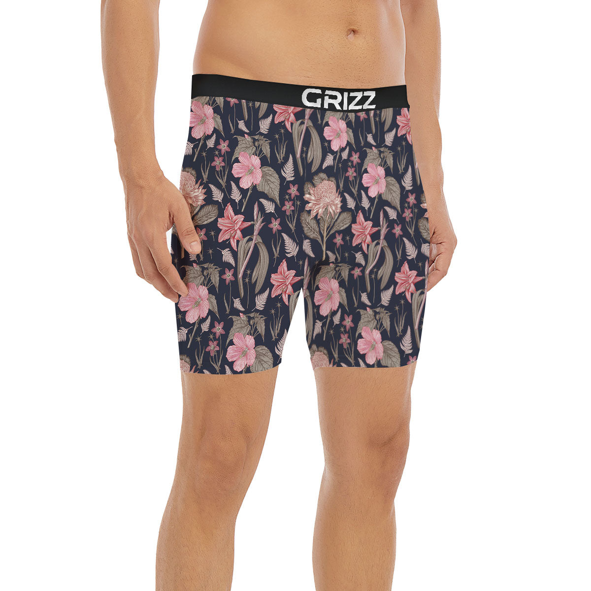 Amaryllis Pink Print Pattern Boxer Briefs-grizzshop
