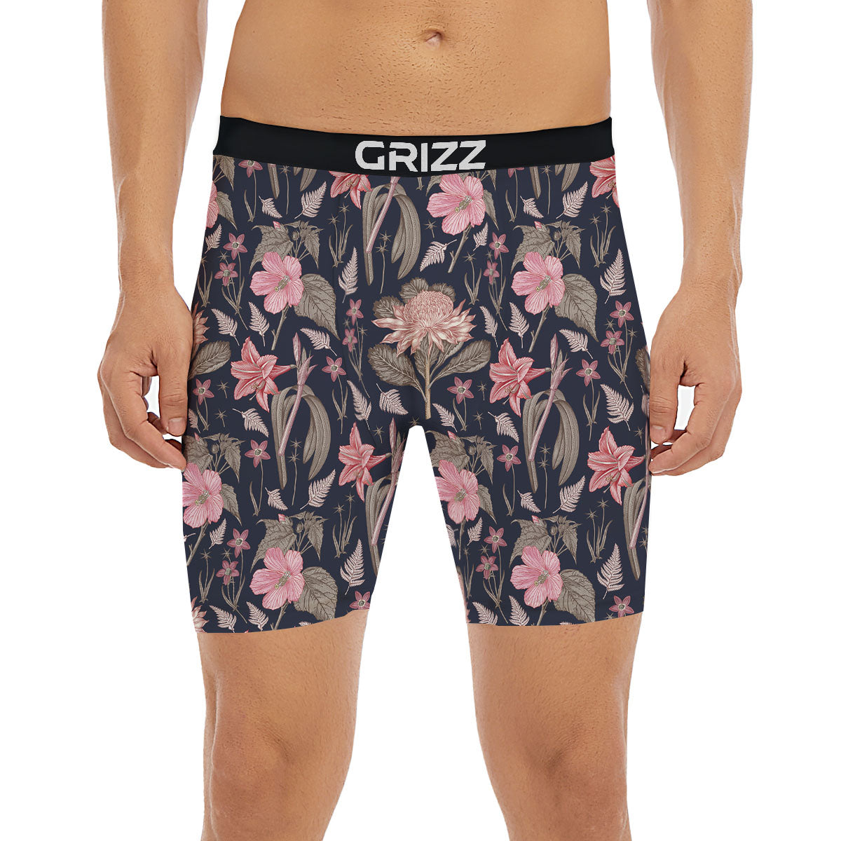 Amaryllis Pink Print Pattern Boxer Briefs-grizzshop