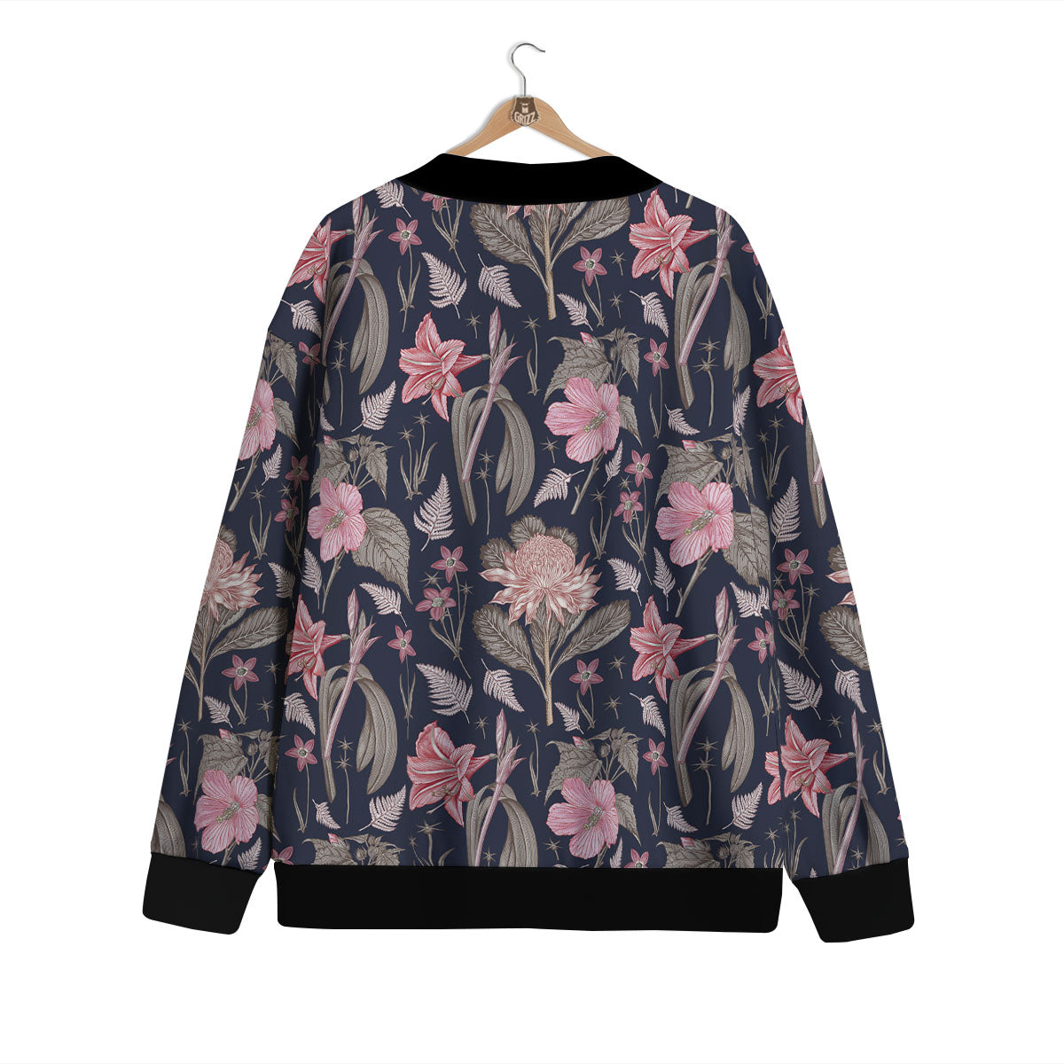 Amaryllis Pink Print Pattern Cardigan-grizzshop