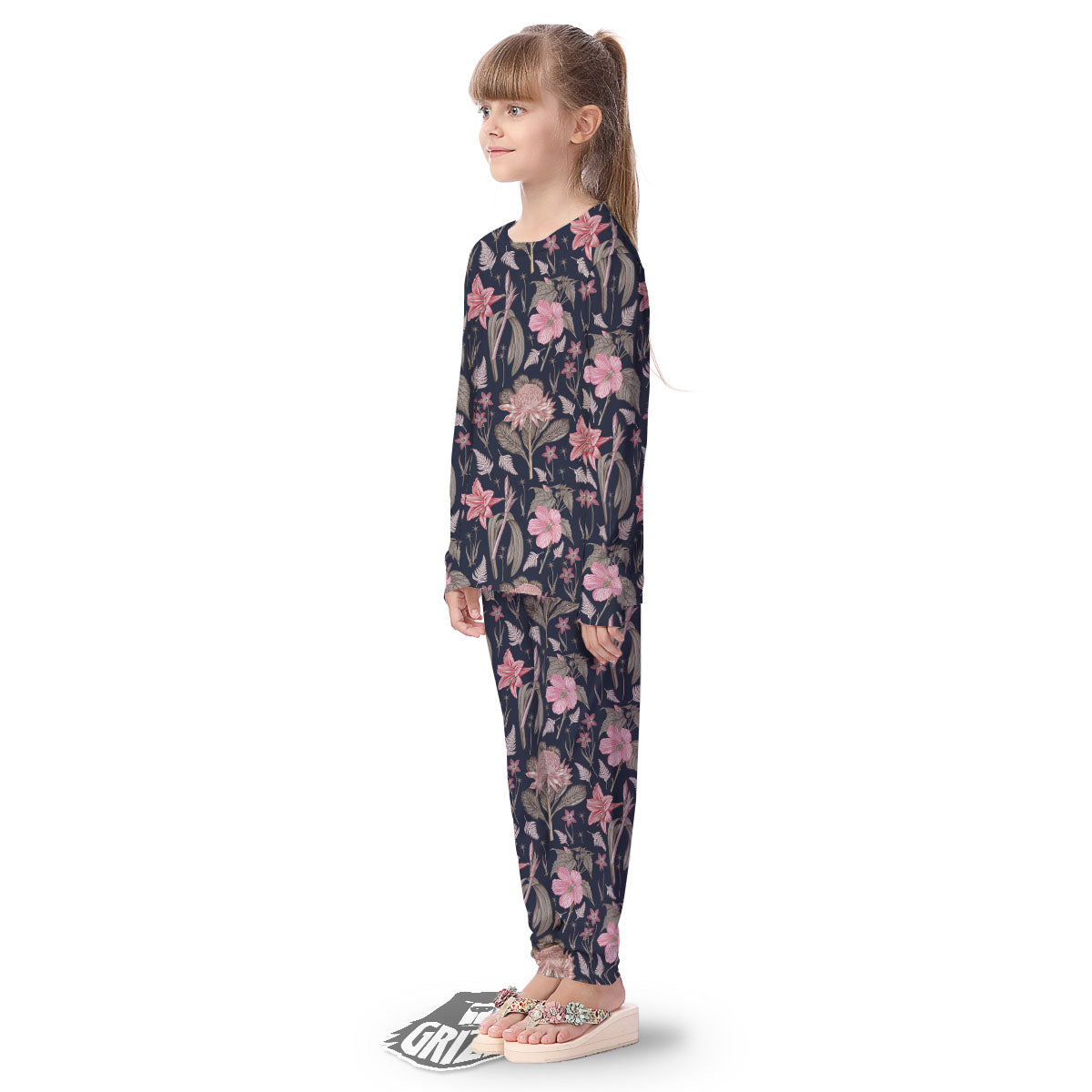 Amaryllis Pink Print Pattern Kid's Pajamas-grizzshop