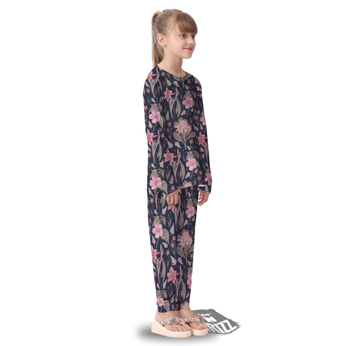 Amaryllis Pink Print Pattern Kid's Pajamas-grizzshop