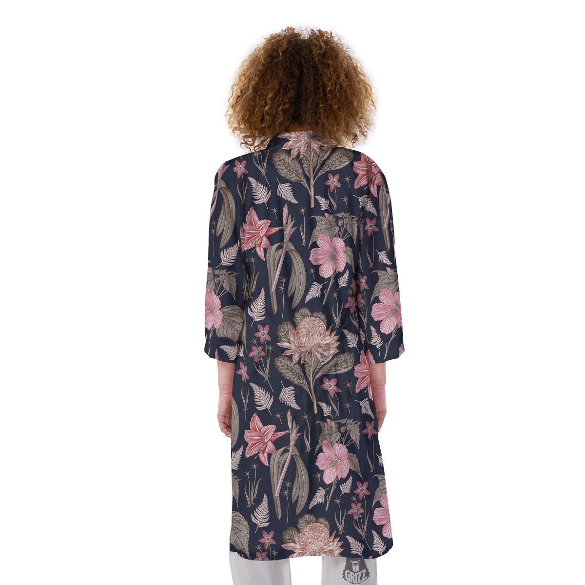 Amaryllis Pink Print Pattern Kimono-grizzshop