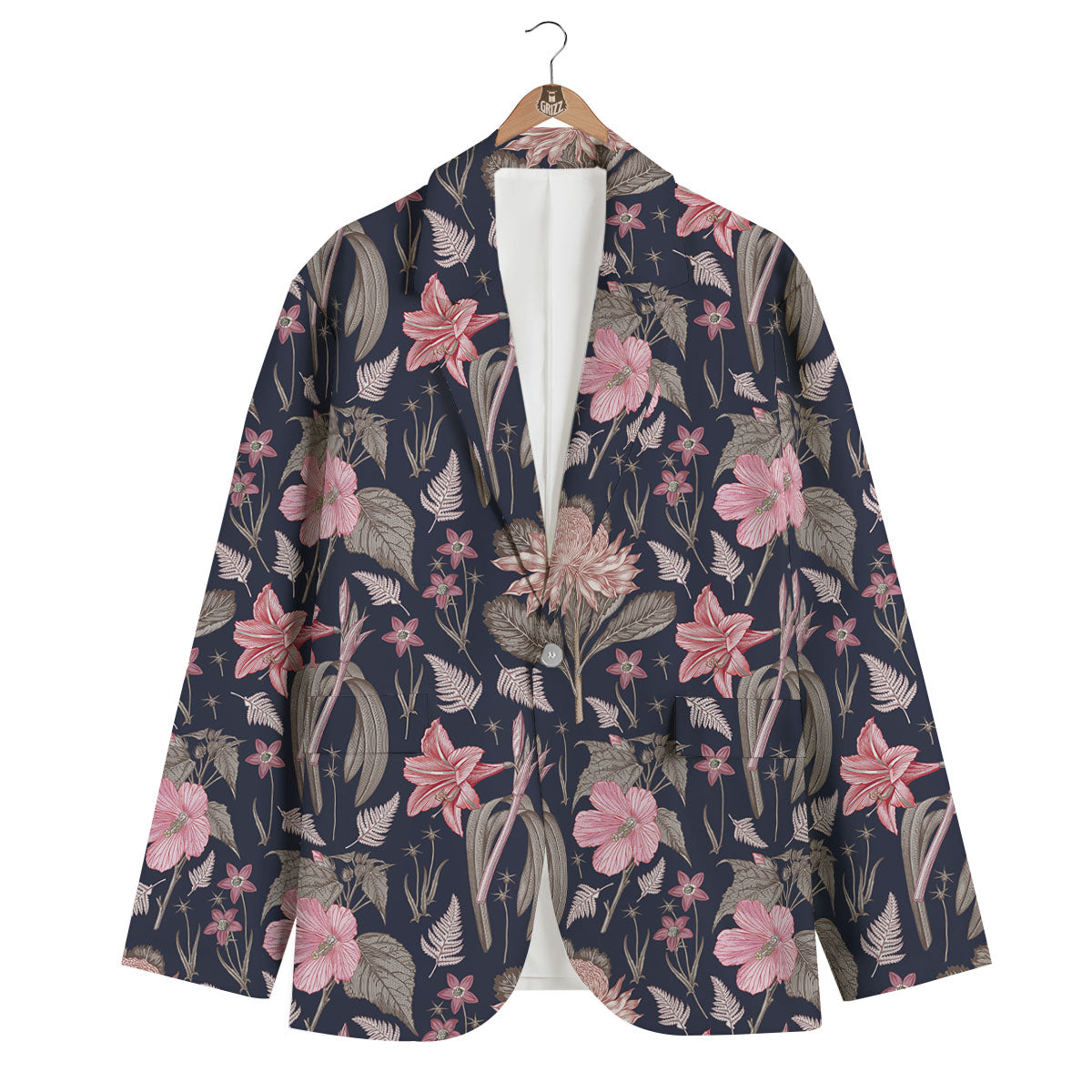 Amaryllis Pink Print Pattern Men's Blazer-grizzshop