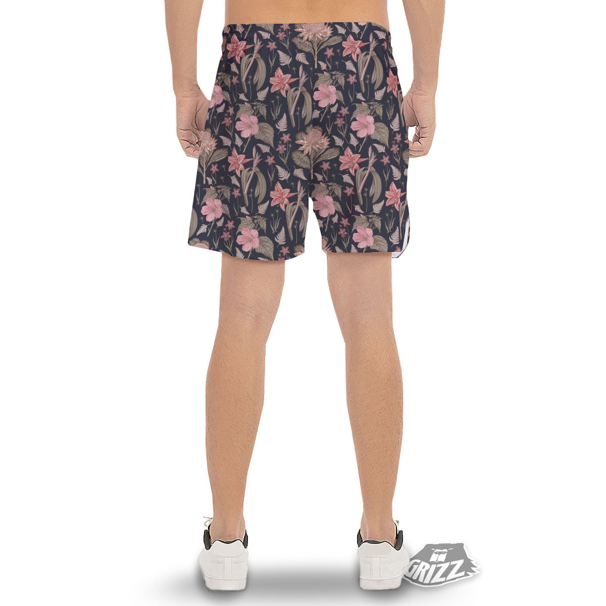 Amaryllis Pink Print Pattern Men's Gym Shorts-grizzshop