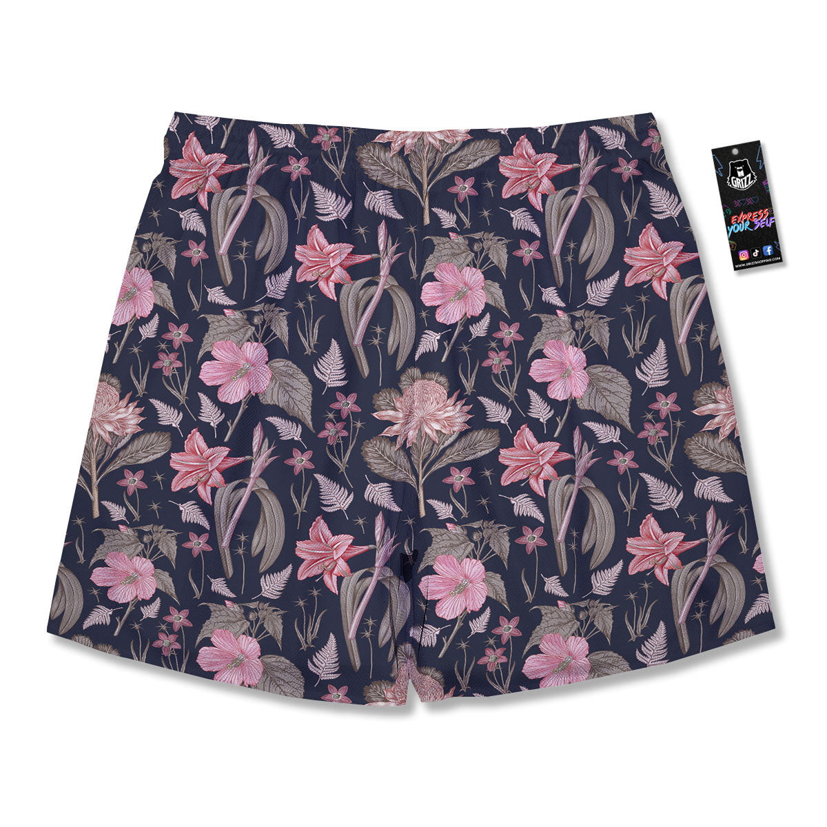 Amaryllis Pink Print Pattern Men's Running Shorts-grizzshop