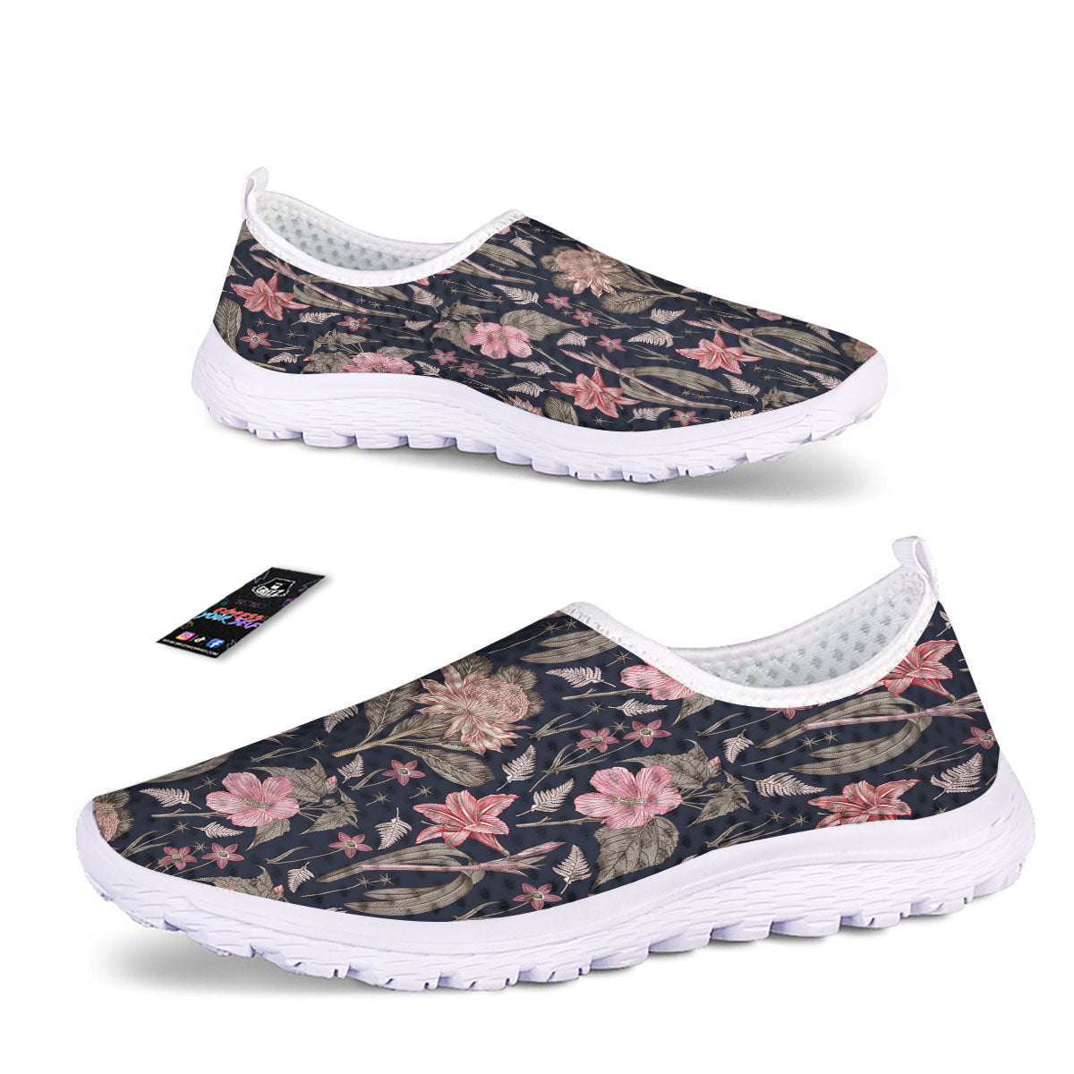 Amaryllis Pink Print Pattern Nurse Shoes-grizzshop