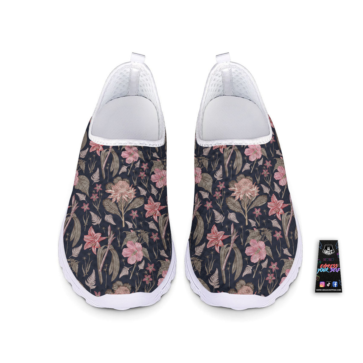 Amaryllis Pink Print Pattern Nurse Shoes-grizzshop