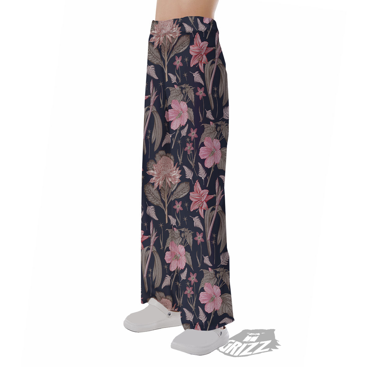 Amaryllis Pink Print Pattern Pajama Pants-grizzshop