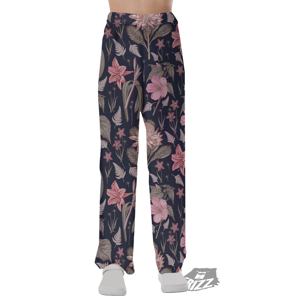 Amaryllis Pink Print Pattern Pajama Pants-grizzshop