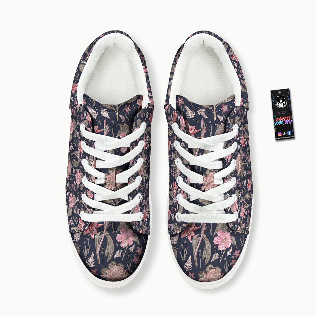 Amaryllis Pink Print Pattern Platform Shoes-grizzshop