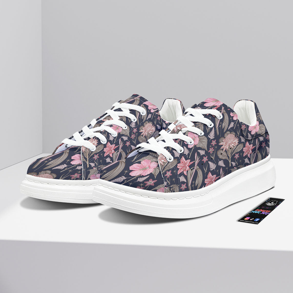 Amaryllis Pink Print Pattern Platform Shoes-grizzshop