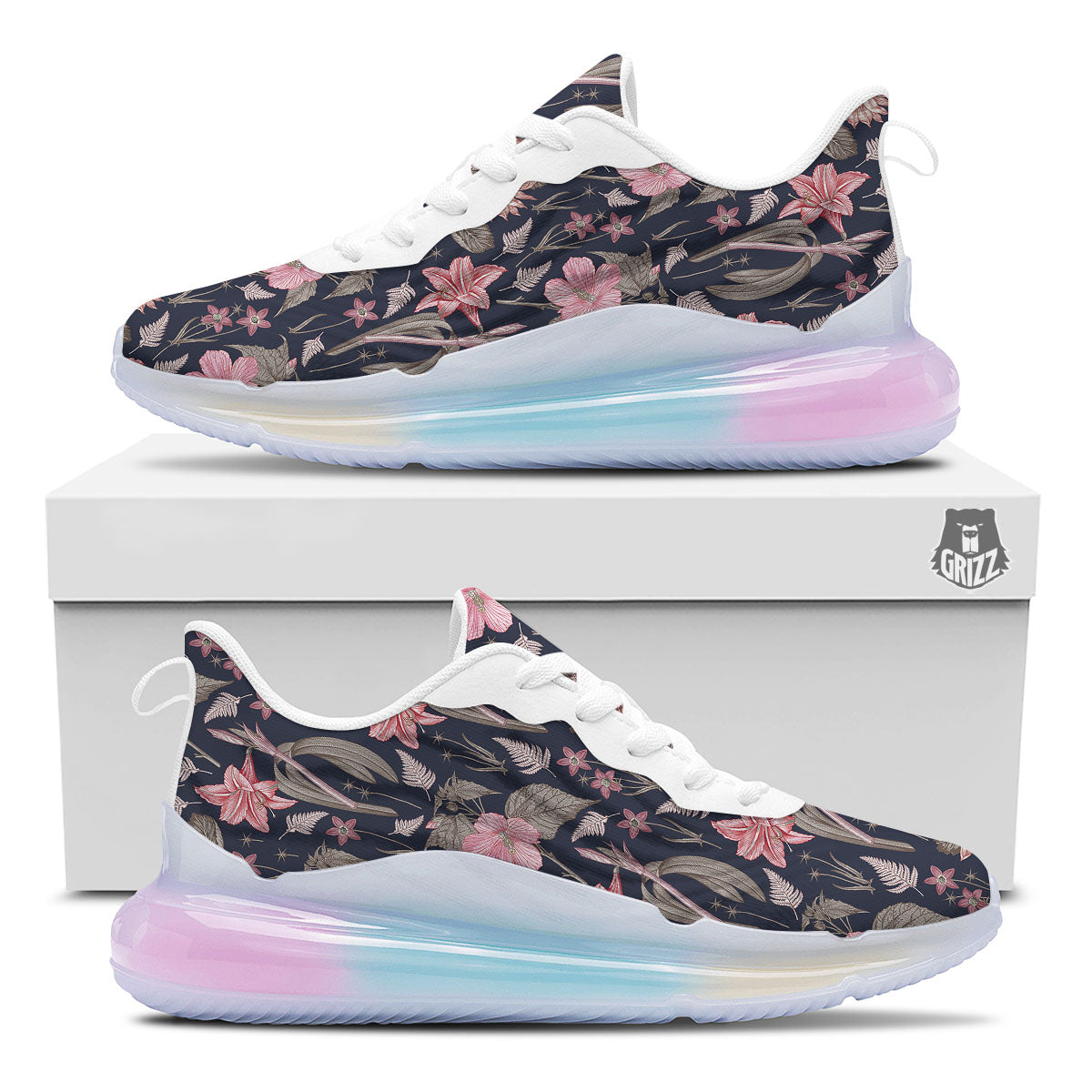 Amaryllis Pink Print Pattern Running Sneakers-grizzshop