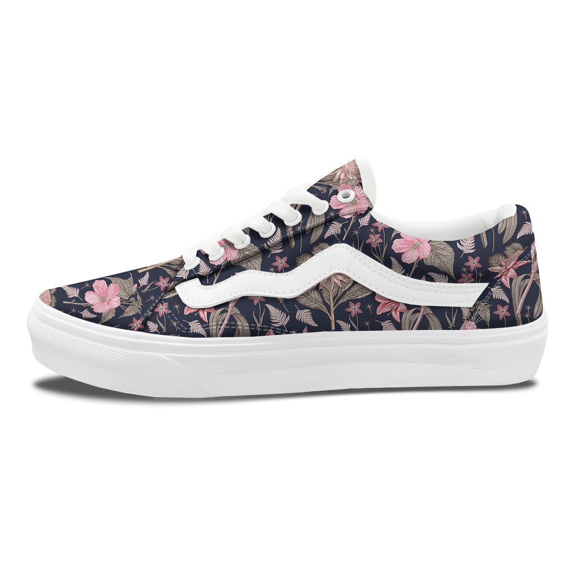 Amaryllis Pink Print Pattern Skate Shoes-grizzshop