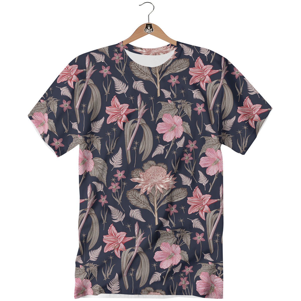 Amaryllis Pink Print Pattern T-Shirt-grizzshop