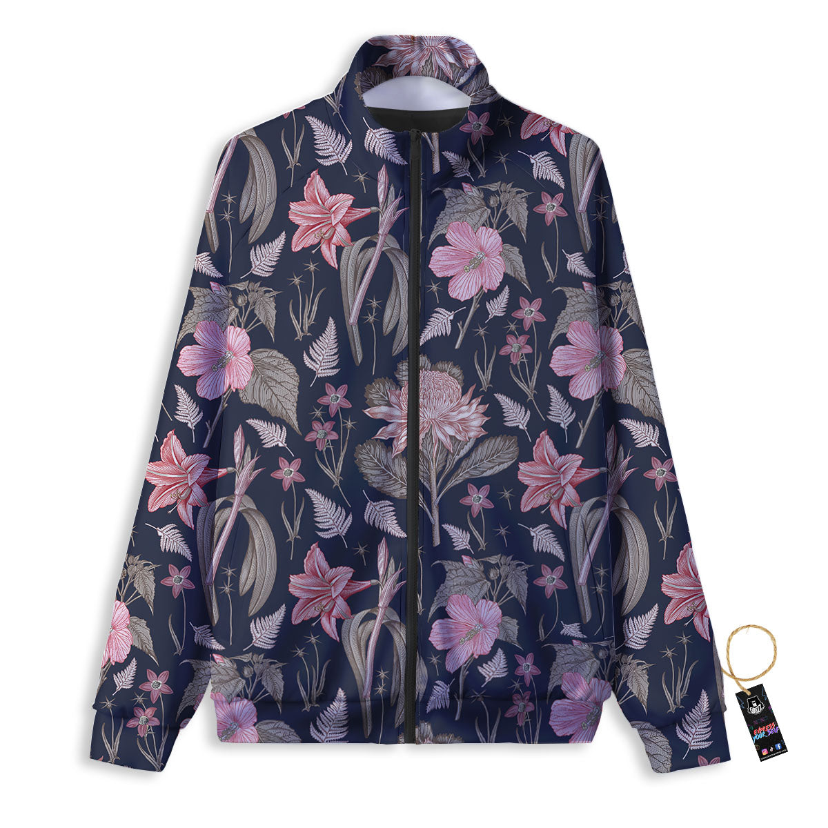Amaryllis Pink Print Pattern Track Jacket-grizzshop