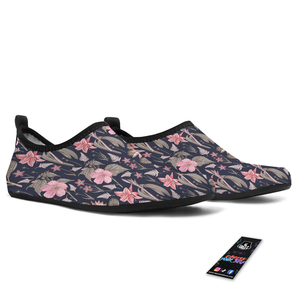 Amaryllis Pink Print Pattern Water Shoes-grizzshop
