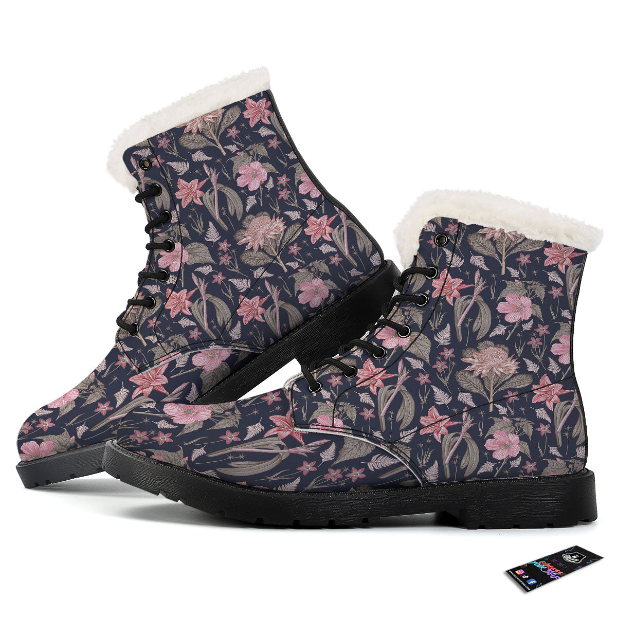 Amaryllis Pink Print Pattern Winter Boots-grizzshop