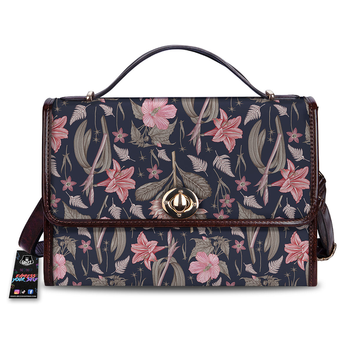 Amaryllis Pink Print Pattern Women's Satchel Bag-grizzshop