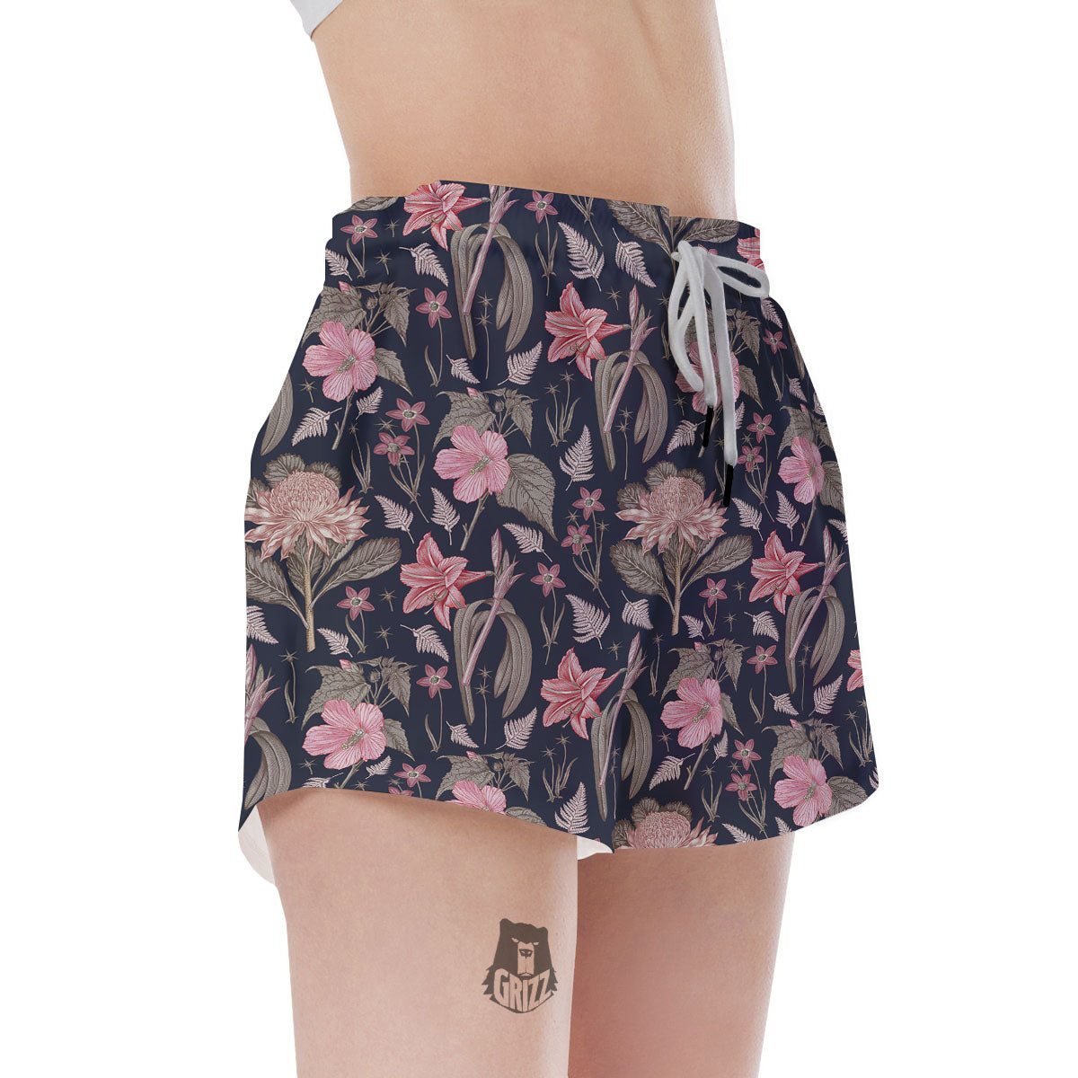 Amaryllis Pink Print Pattern Women's Shorts-grizzshop