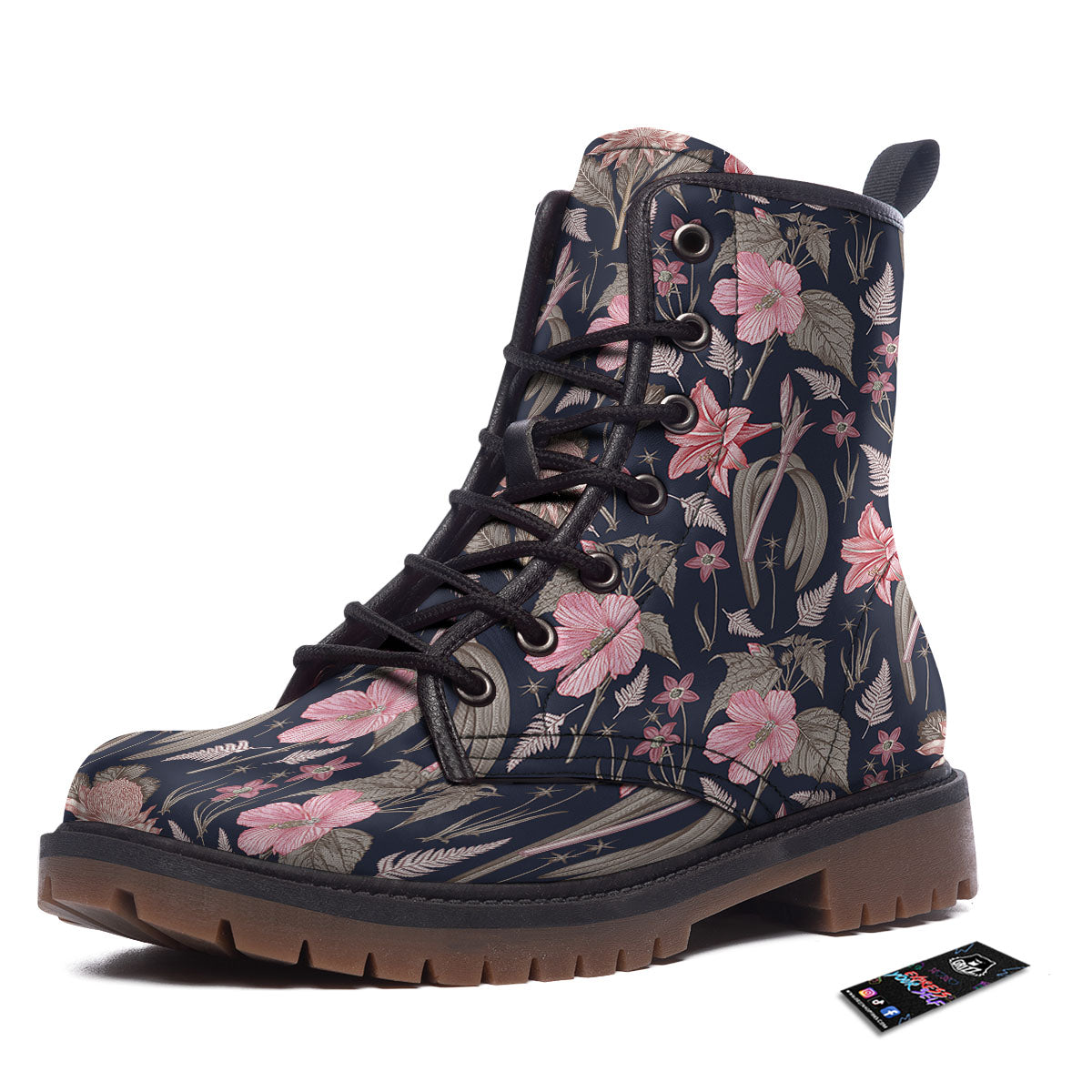 Amaryllis Pink Print Pattern Work Boots-grizzshop