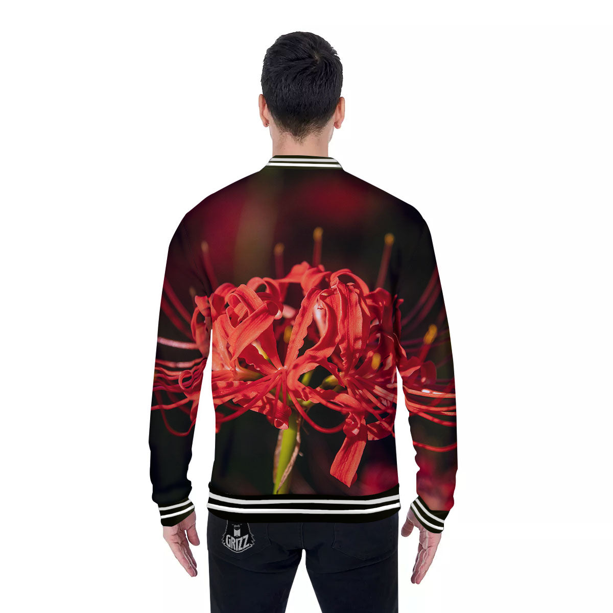 Amaryllis Red Japanese Print Baseball Jacket-grizzshop