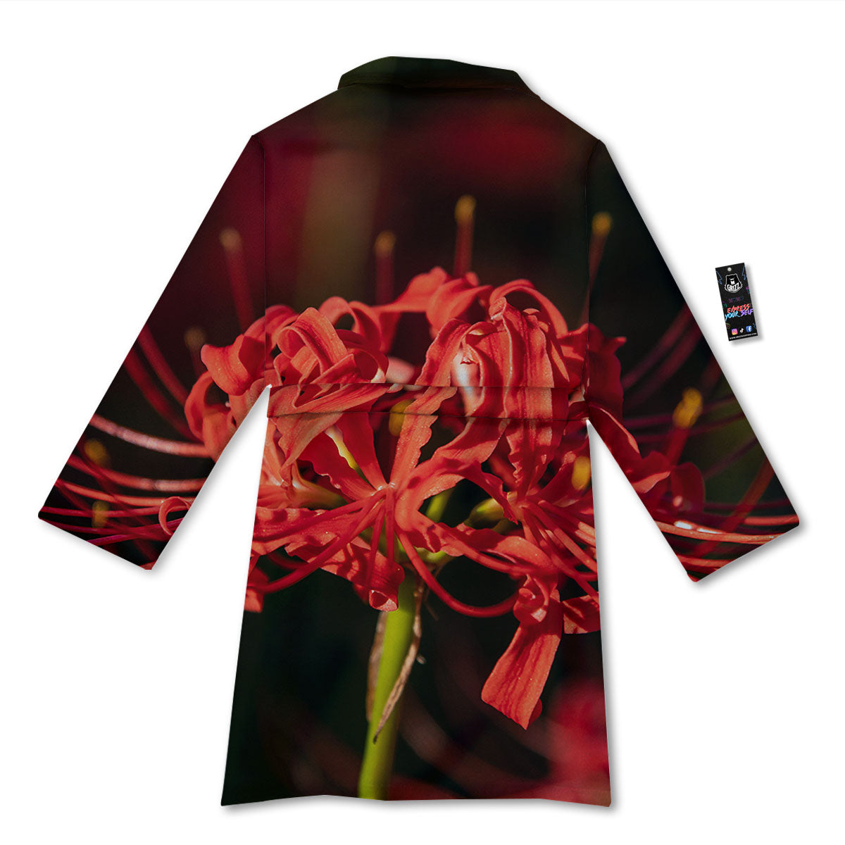 Amaryllis Red Japanese Print Bathrobe-grizzshop