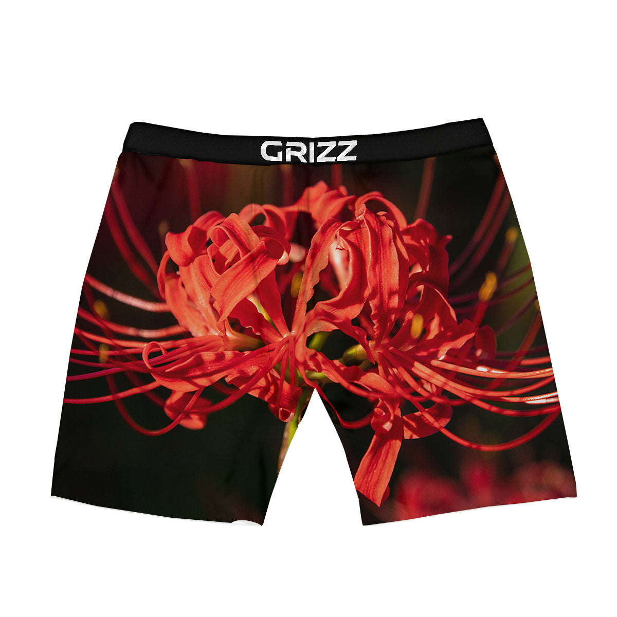 Amaryllis Red Japanese Print Boxer Briefs-grizzshop
