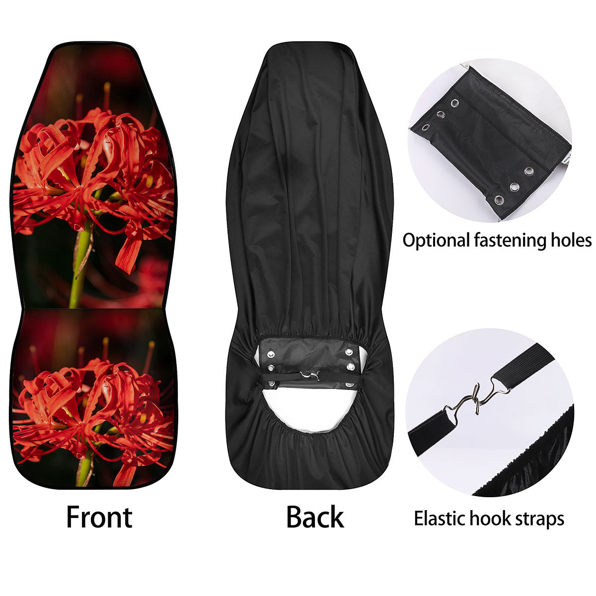 Amaryllis Red Japanese Print Car Seat Covers-grizzshop