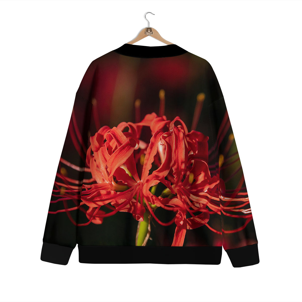 Amaryllis Red Japanese Print Cardigan-grizzshop