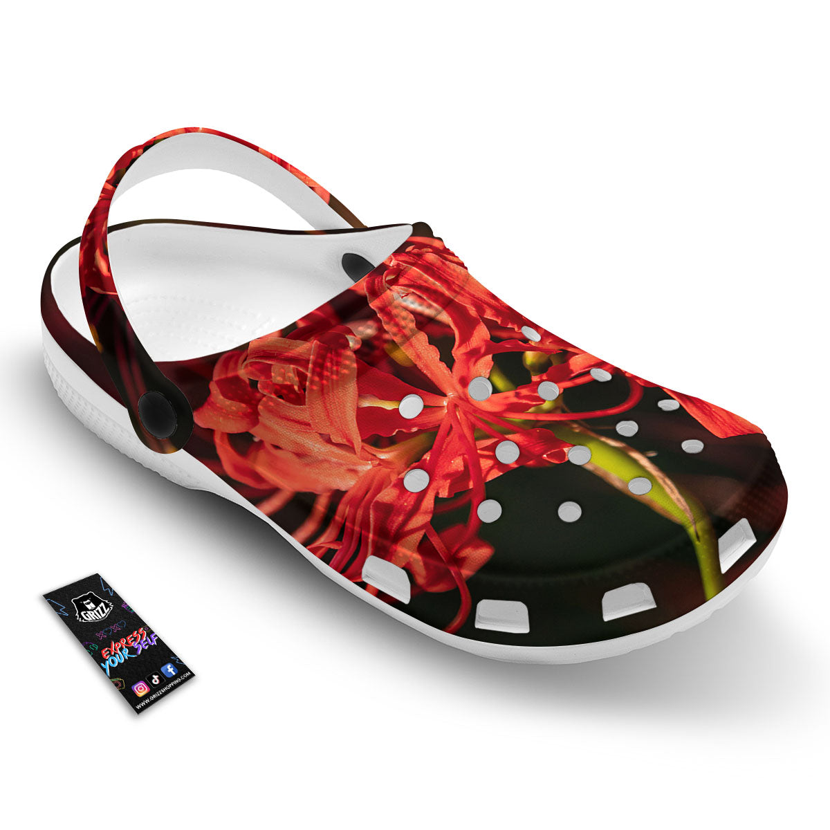 Amaryllis Red Japanese Print Clog-grizzshop