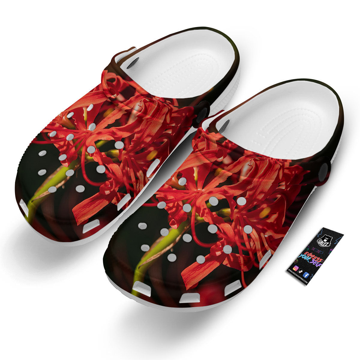 Amaryllis Red Japanese Print Clog-grizzshop