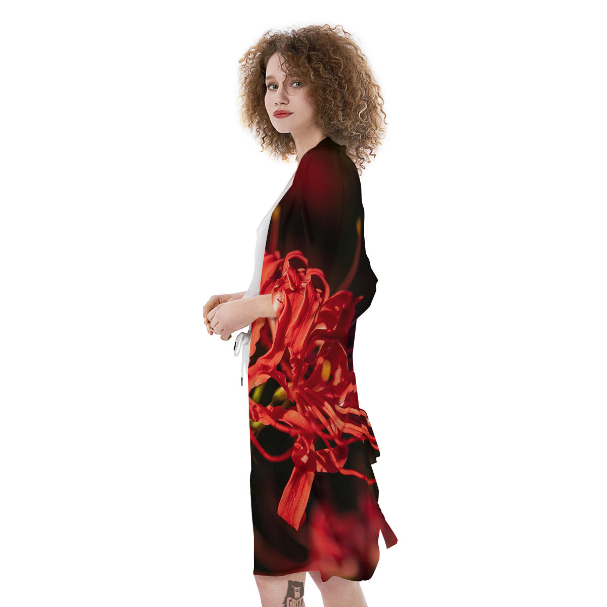 Amaryllis Red Japanese Print Kimono-grizzshop